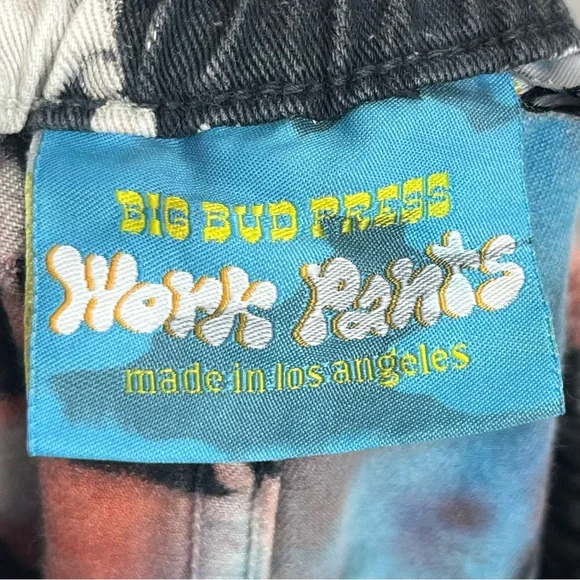 Big Bud Press Rainbow Magic Waters bleach tie dye denim Work Pants, 2XL petite. - Picture 11 of 14